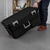 22 Gallon Black Wheeled Plastic Storage Trunk L328