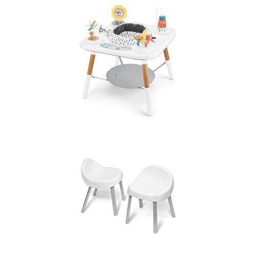 Montessori-Inspired 3-Stage Activity Center & Play Table + White Activity Chairs R817656