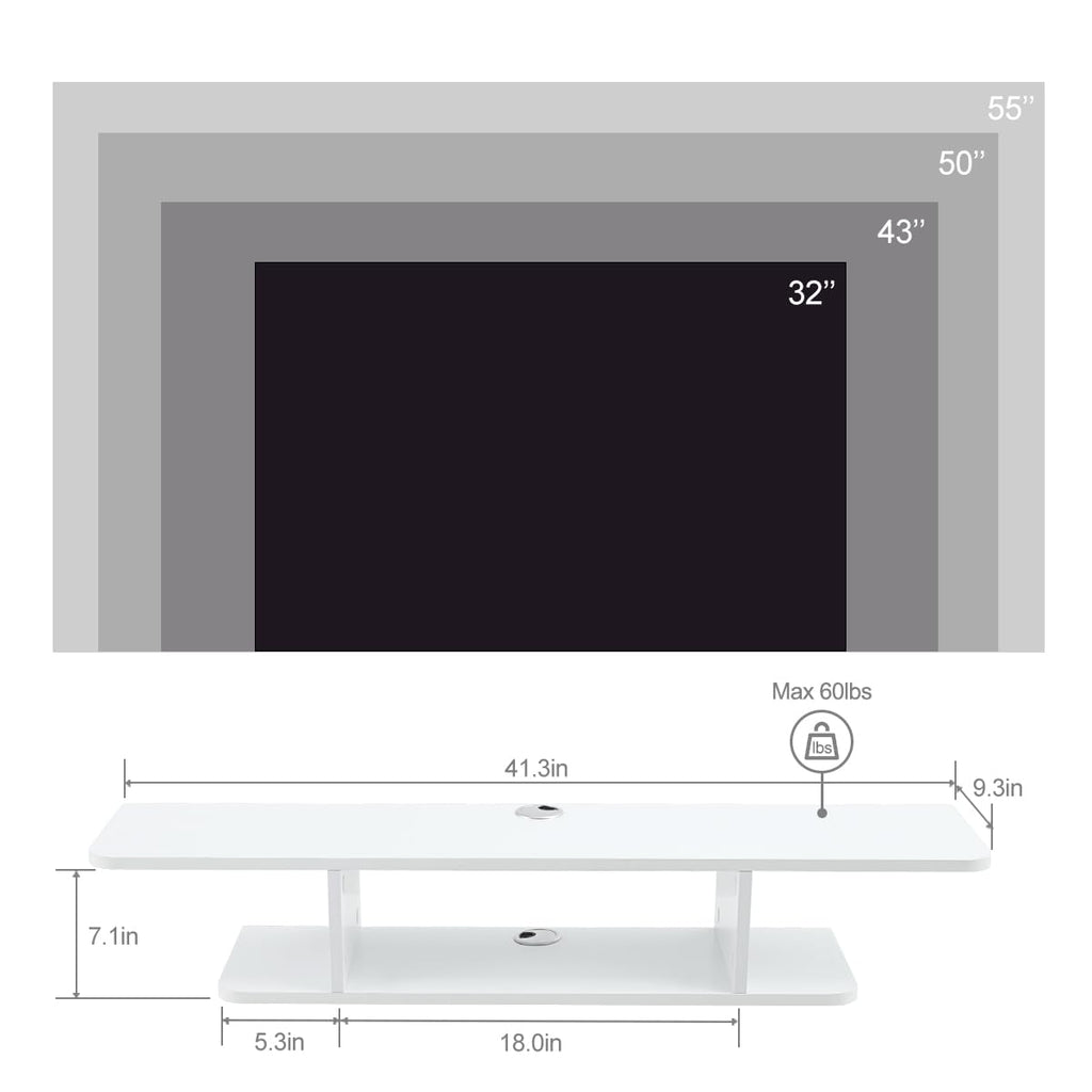 White Floating Wall Mounted TV Stand with Storage S3319
