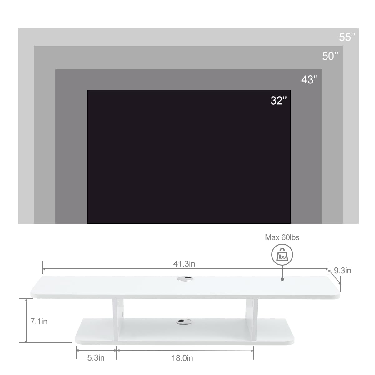 White Floating Wall Mounted TV Stand with Storage S3319