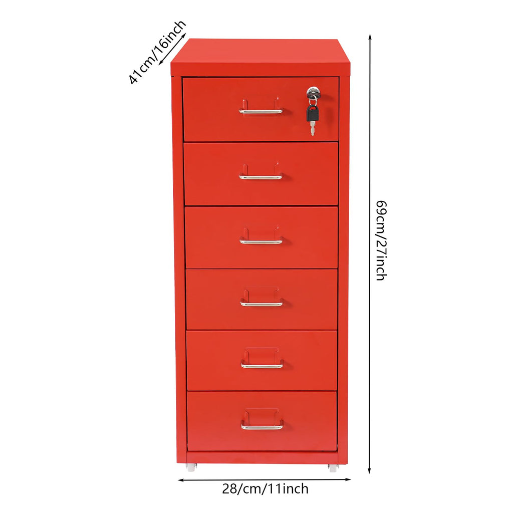 6 Drawer Metal Rolling File Cabinet with Lock Y35203