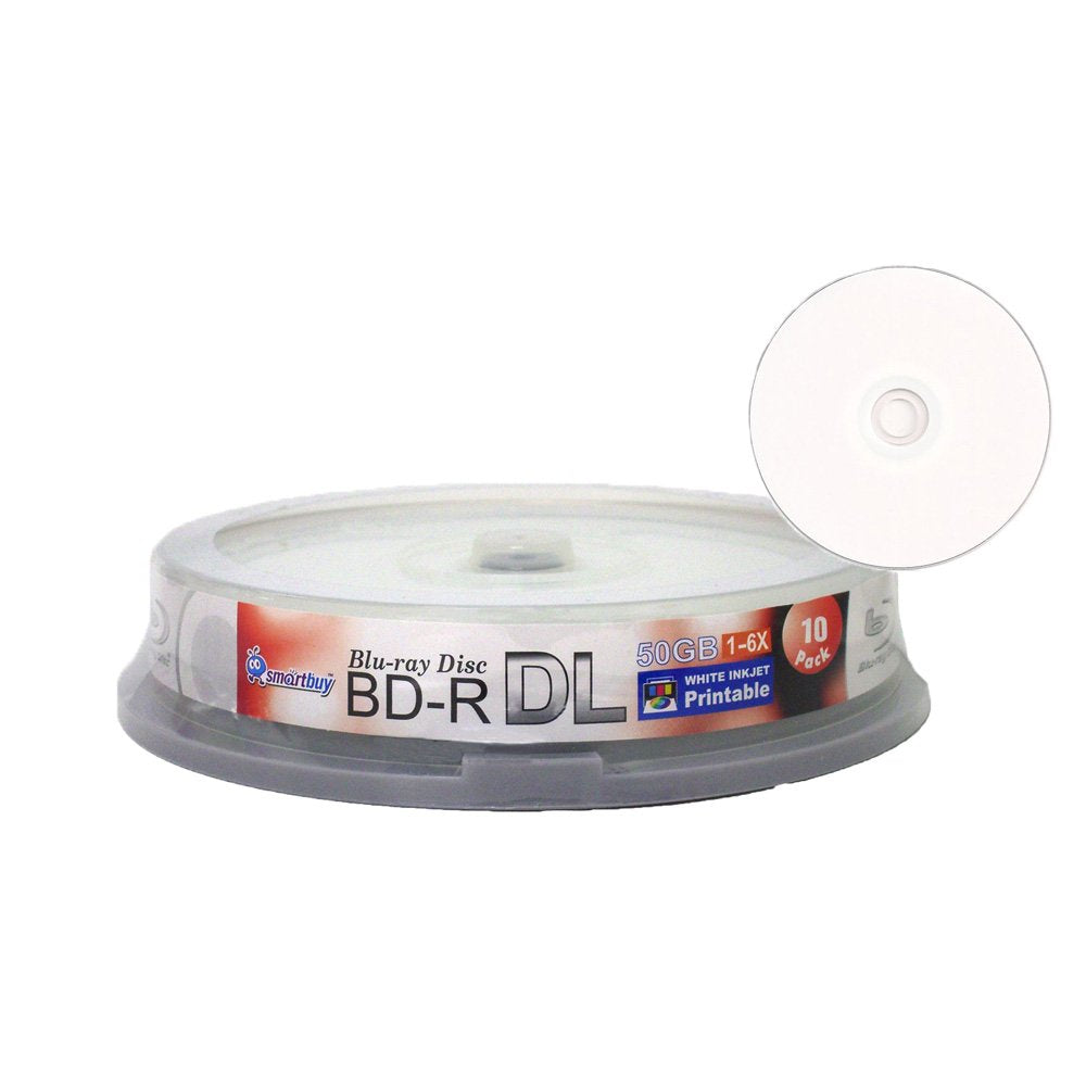50gb 6X Blu-ray Bd-r Dl White Inkjet Hub Printable Disc (10-Disc) D14592