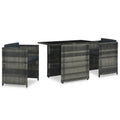 Grey 3-Piece Bistro Set with Glass-Top Table and Stacking Chairs K4531