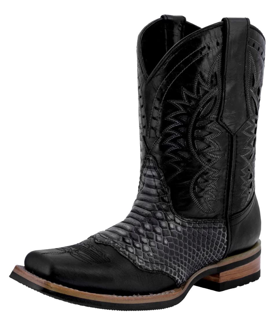 Black Leather Cowboy Boots U34894