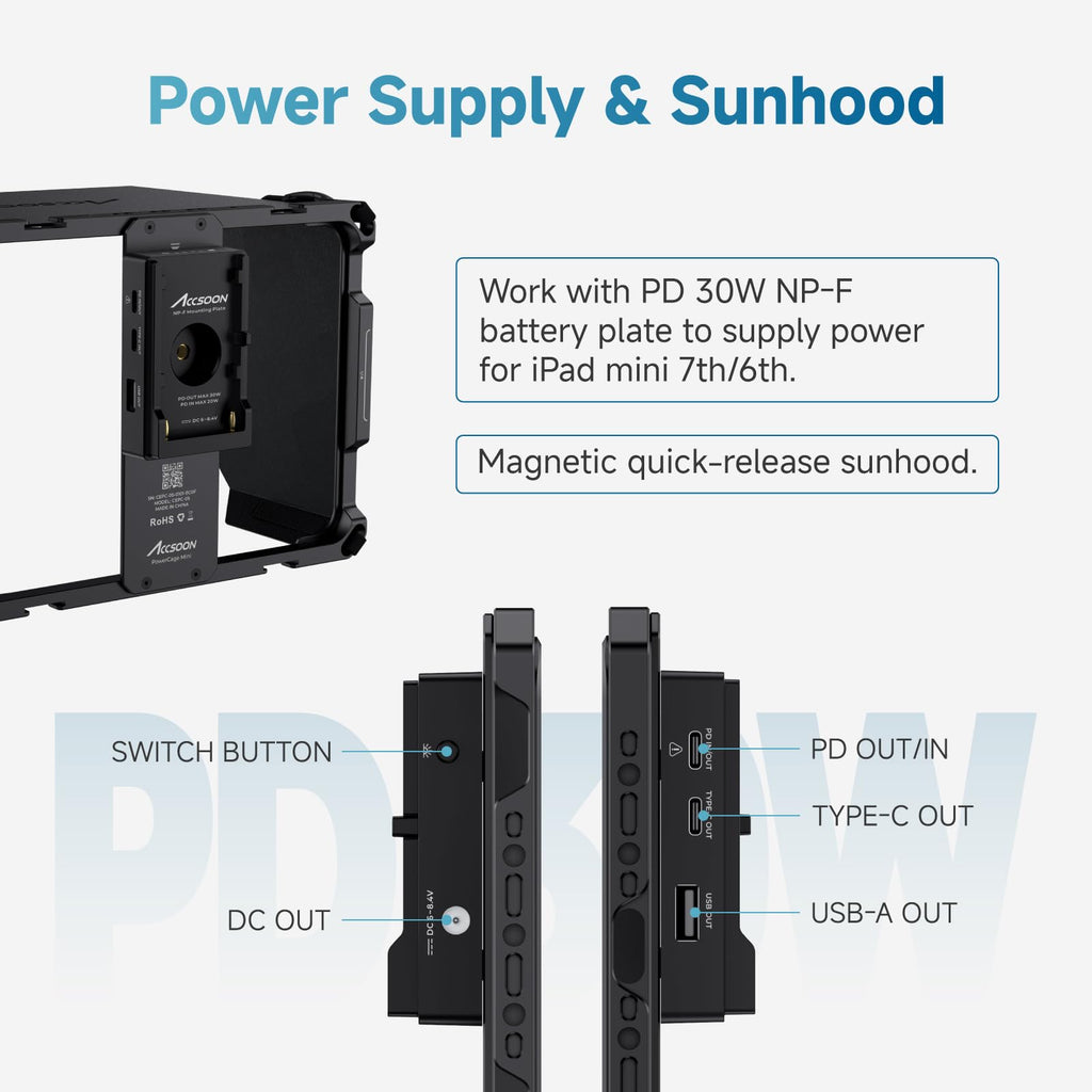 iPad mini Cage with Battery Plate Adapter and Sunhood F44621