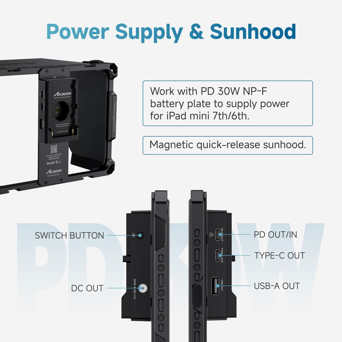 iPad mini Cage with Battery Plate Adapter and Sunhood F44621