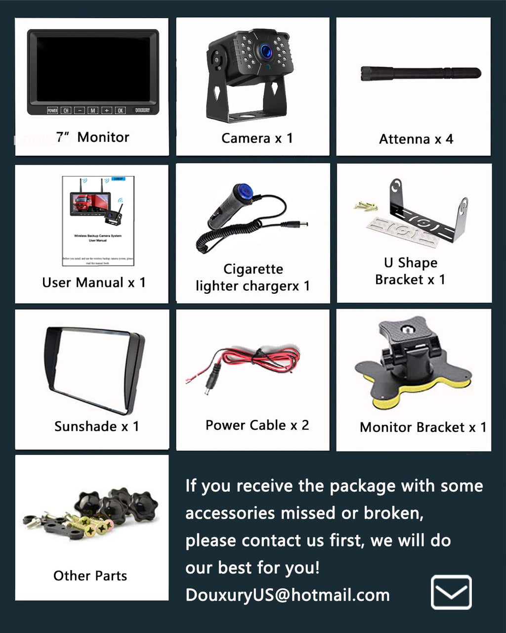 IP69 Waterproof HD 1080P Wireless Backup Camera System with 7" Monitor P350708