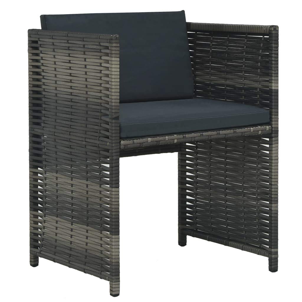 Grey 3-Piece Bistro Set with Glass-Top Table and Stacking Chairs K4531