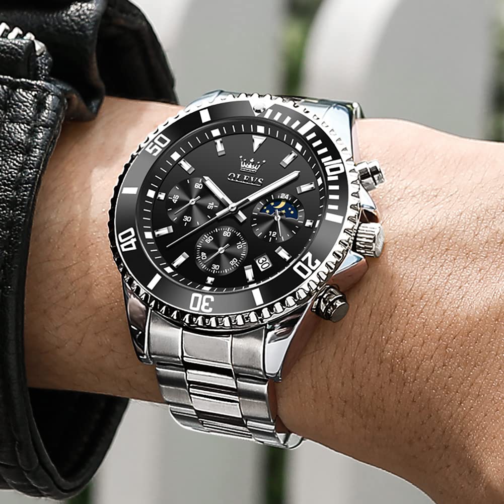 Stainless Steel Analog Quartz Chronograph Waterproof Luminous Watch J82777
