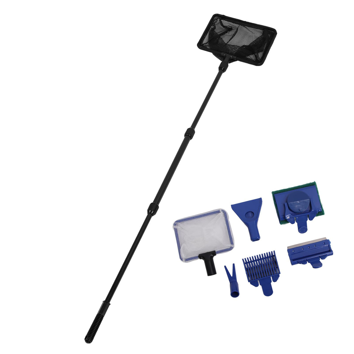 5 in 1 Aquarium Cleaning Kit with Scraper Gravel Rake Sponge Brush Fish Net S703584