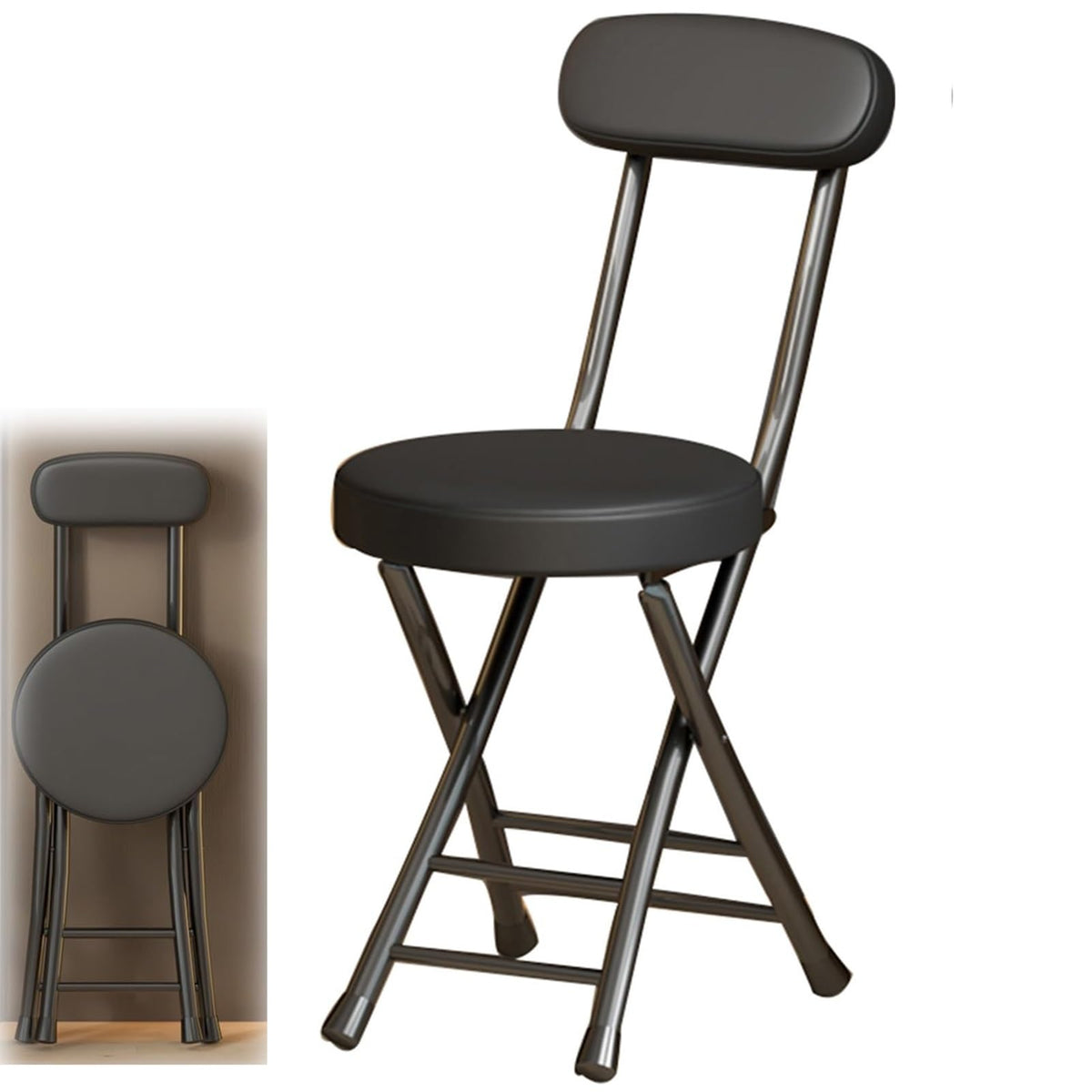 Black 18 Inch Folding Stool A6845