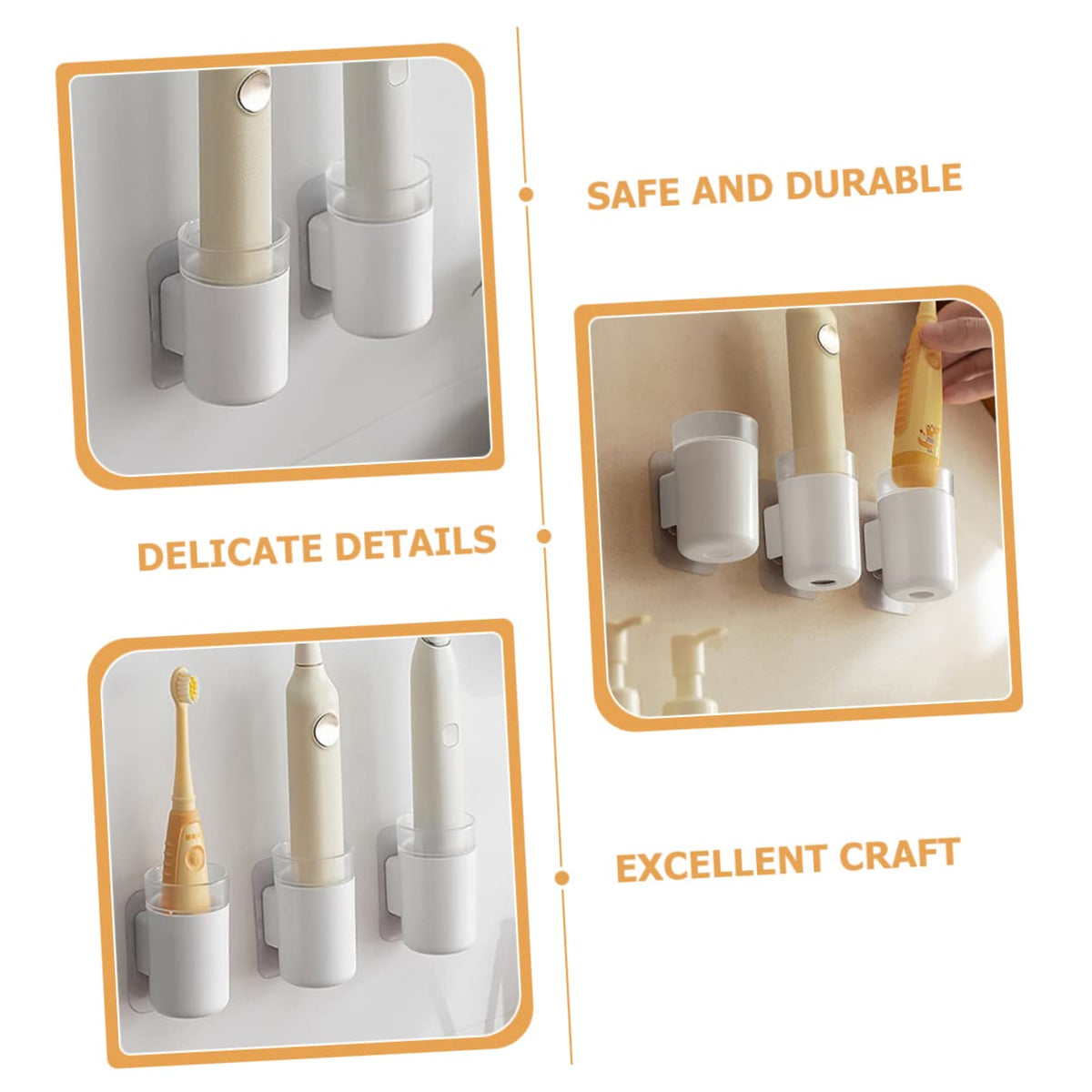 Wall Mounted Toothbrush Holder 2 Pack Plastic B8803