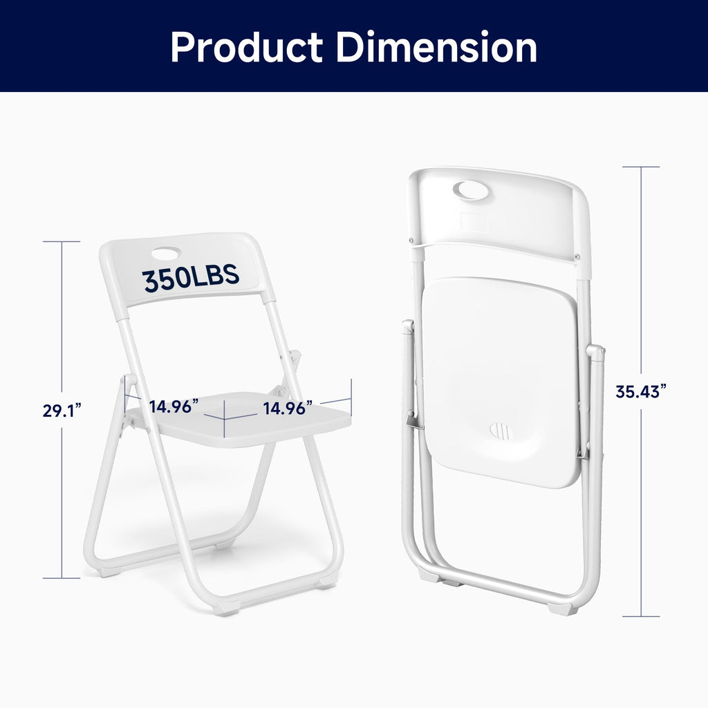 White Plastic Folding Chairs, 10 Pack E873