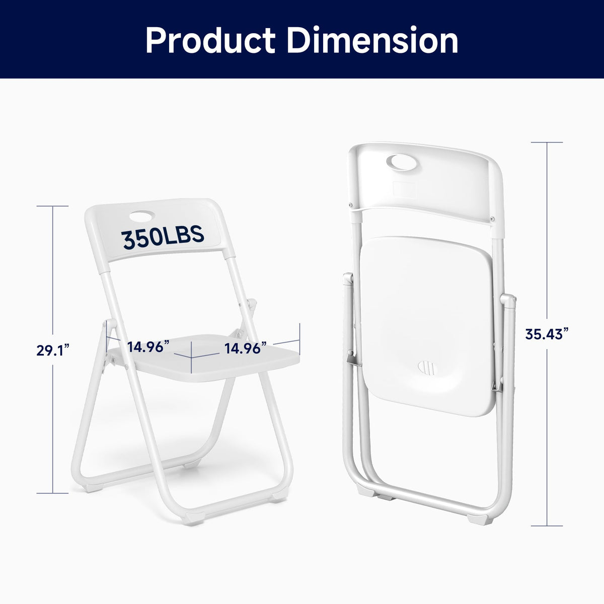 White Plastic Folding Chairs, 10 Pack E873