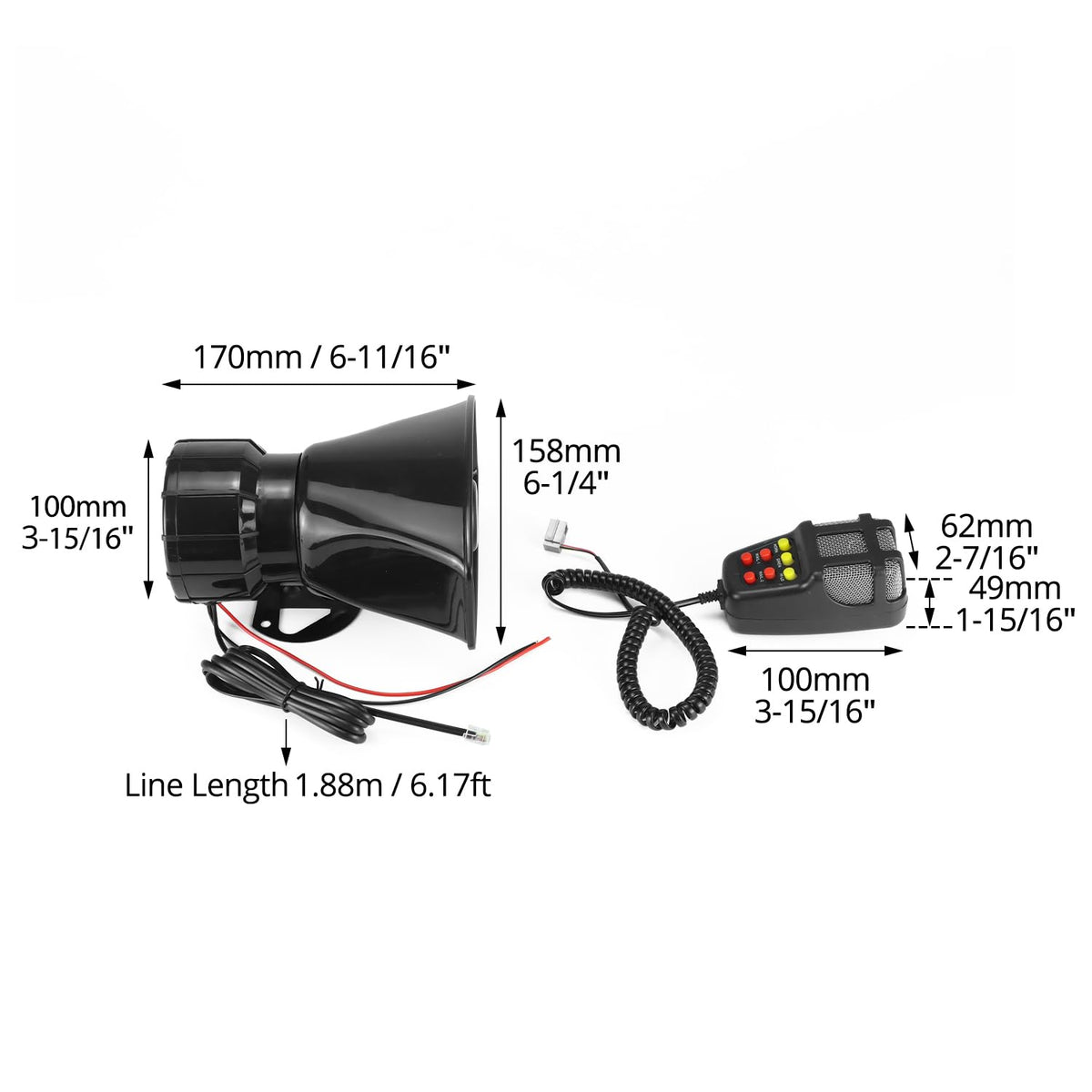 12V 100W 7-Sound Alarm Horn Siren Speaker L23770