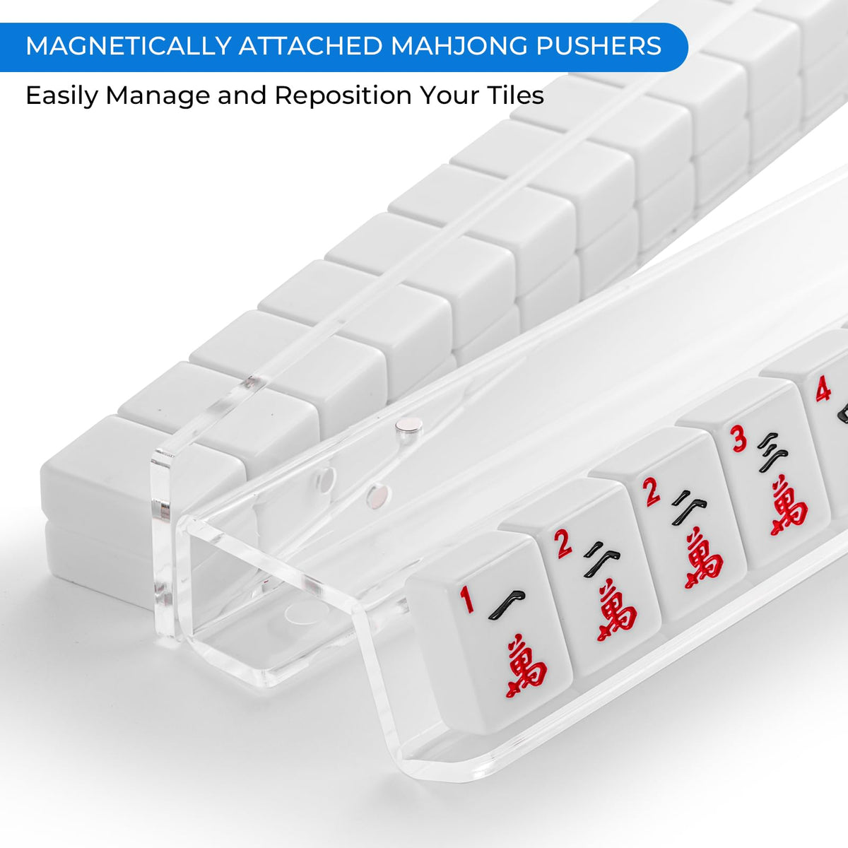 Clear 20-Inch Acrylic Mahjong Racks with Magnetic Pushers, Set of 4 H998883