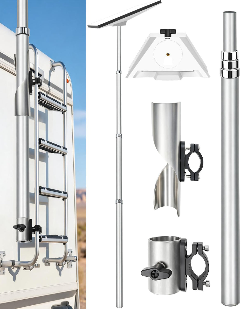 Adjustable Telescoping Flag Pole Mount Kit with Adapter Y838518