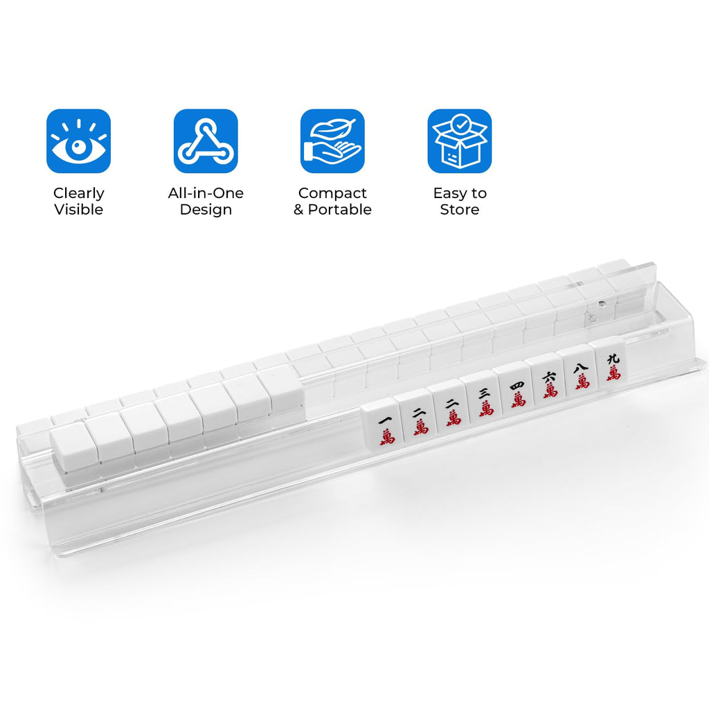 Clear 20-Inch Acrylic Mahjong Racks with Magnetic Pushers, Set of 4 H998883