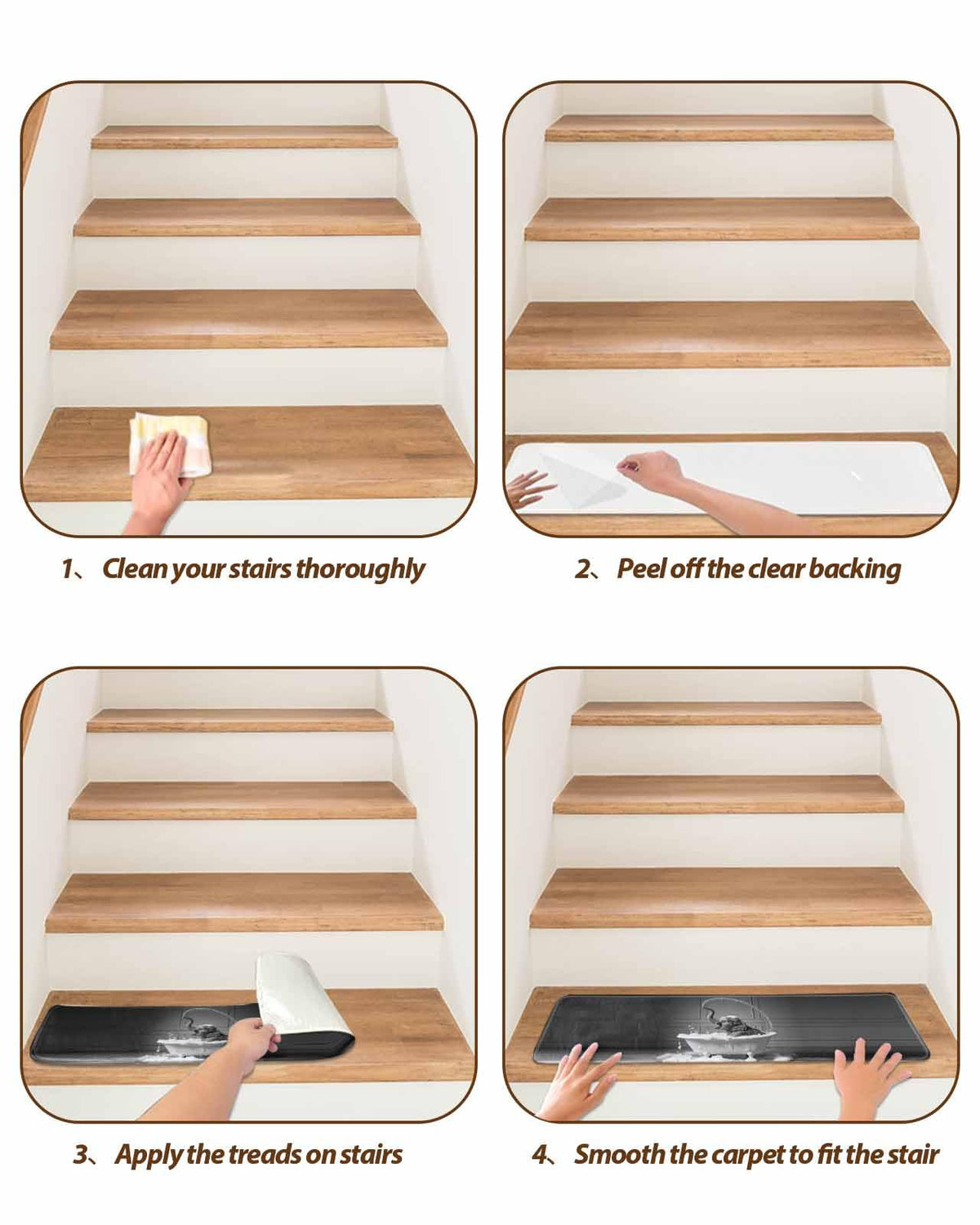 Grey Non Slip Stair Treads 15PCS D44930