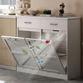 White Wooden Tilt Out Trash Cabinet C8049