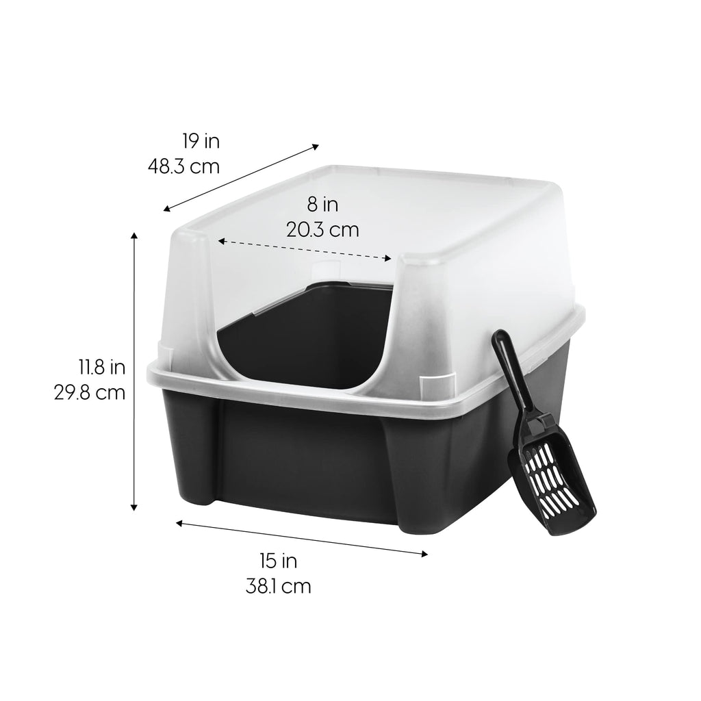 High Sided Cat Litter Box with Scatter Shield, Black R223439