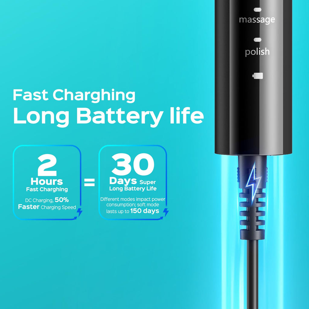 Electric Toothbrush 2PCS Black Pink F8038