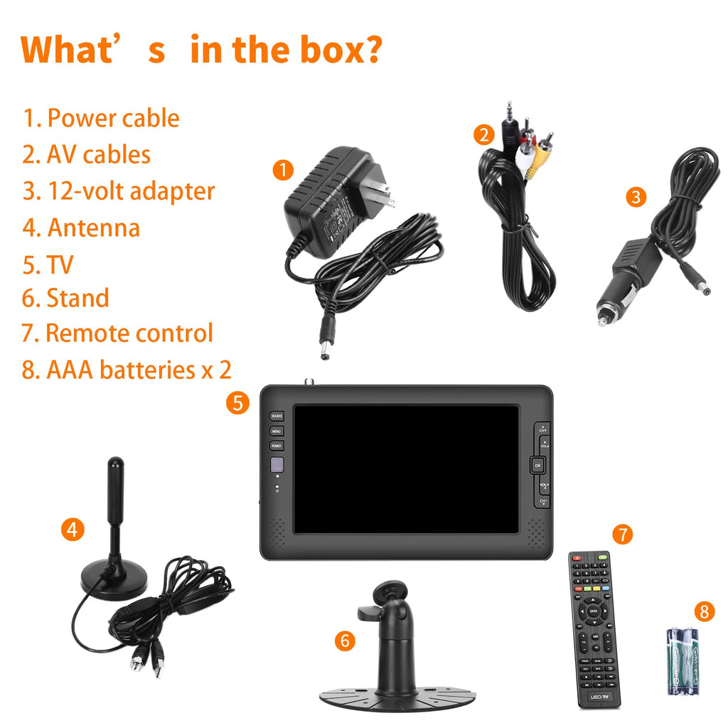 9" IPS Screen Portable TV with ATSC Tuner and Rechargeable Battery U132