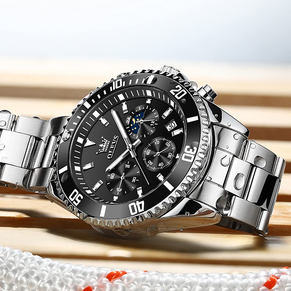 Stainless Steel Analog Quartz Chronograph Waterproof Luminous Watch J82777