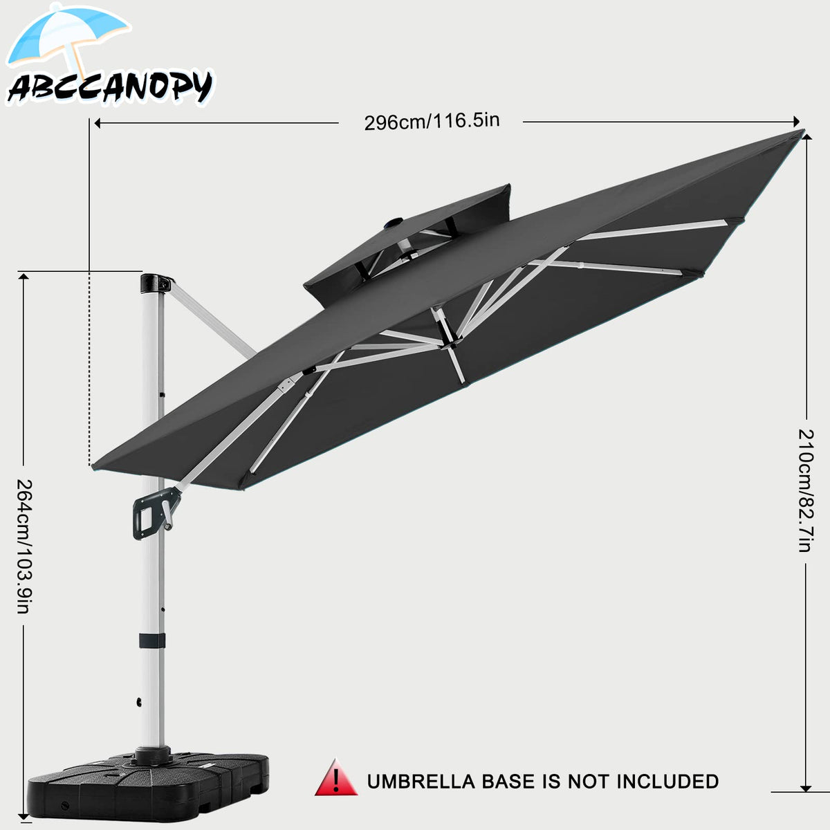 Cantilever Double Top Outdoor Offset Umbrella with 360° Rotation T667