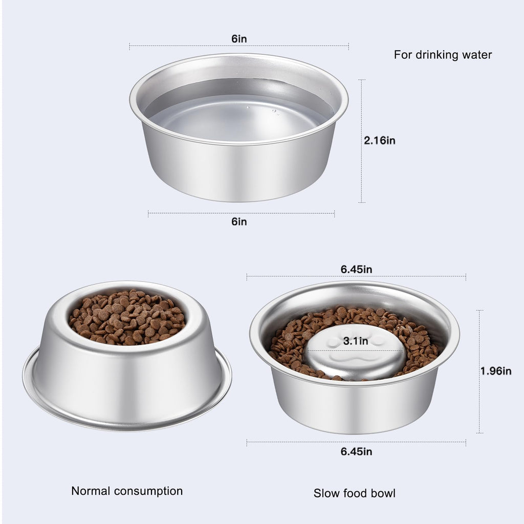Stainless Steel Pet Dog Water and Food Bowl, 2-Pack Y277800