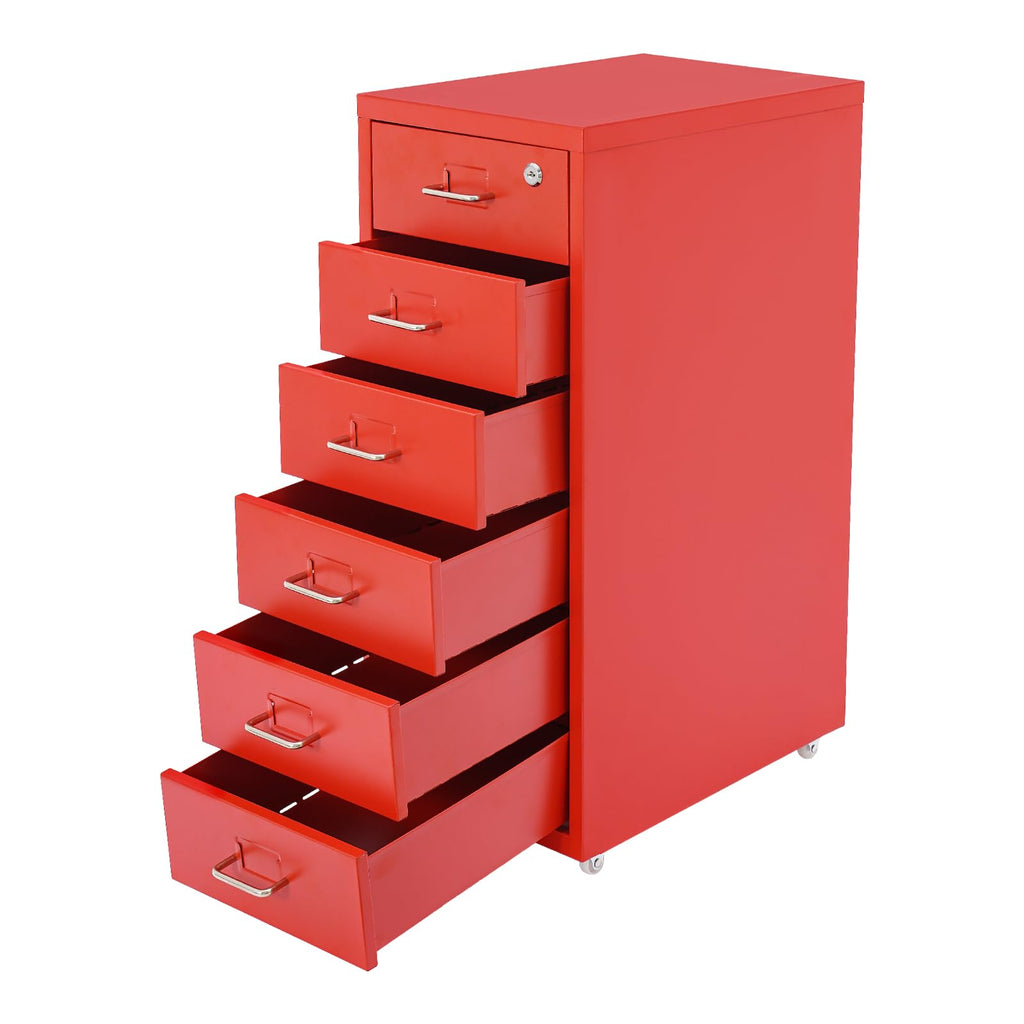 6 Drawer Metal Rolling File Cabinet with Lock Y35203
