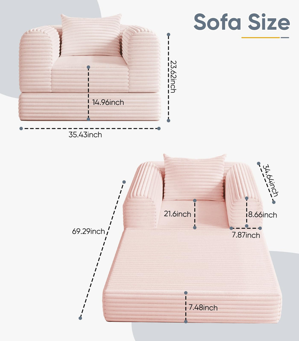 2 in 1 Convertible Sleeper Chair Folding Sofa Bed S9448