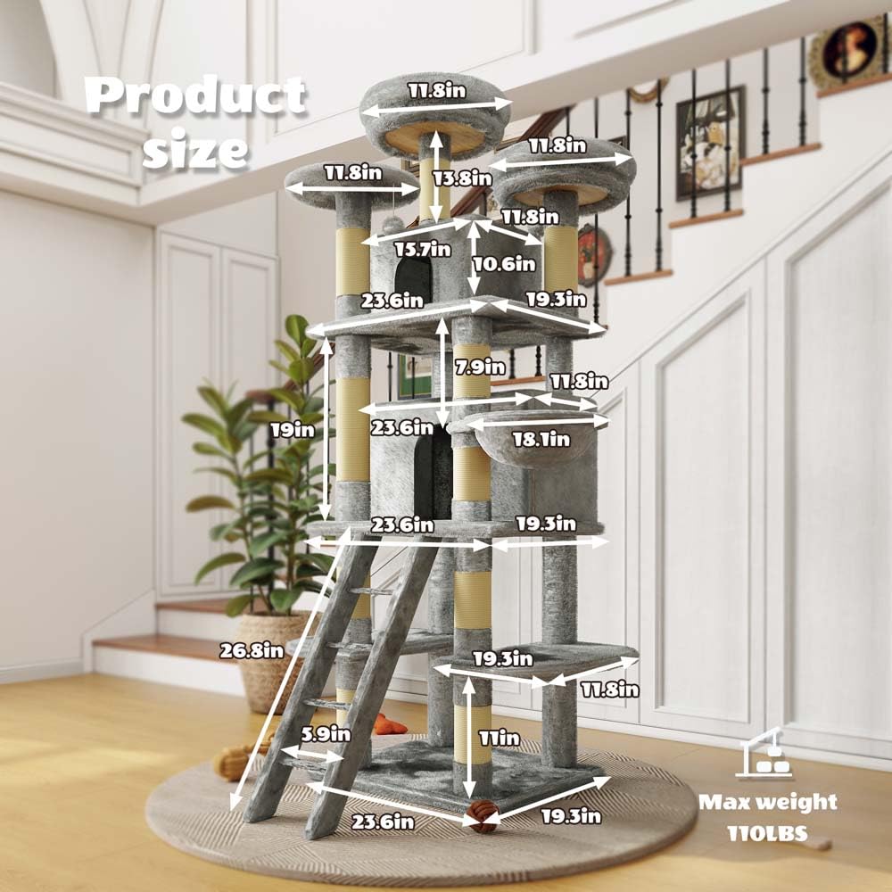 72 inch Cat Tree with Scratching Posts C577854