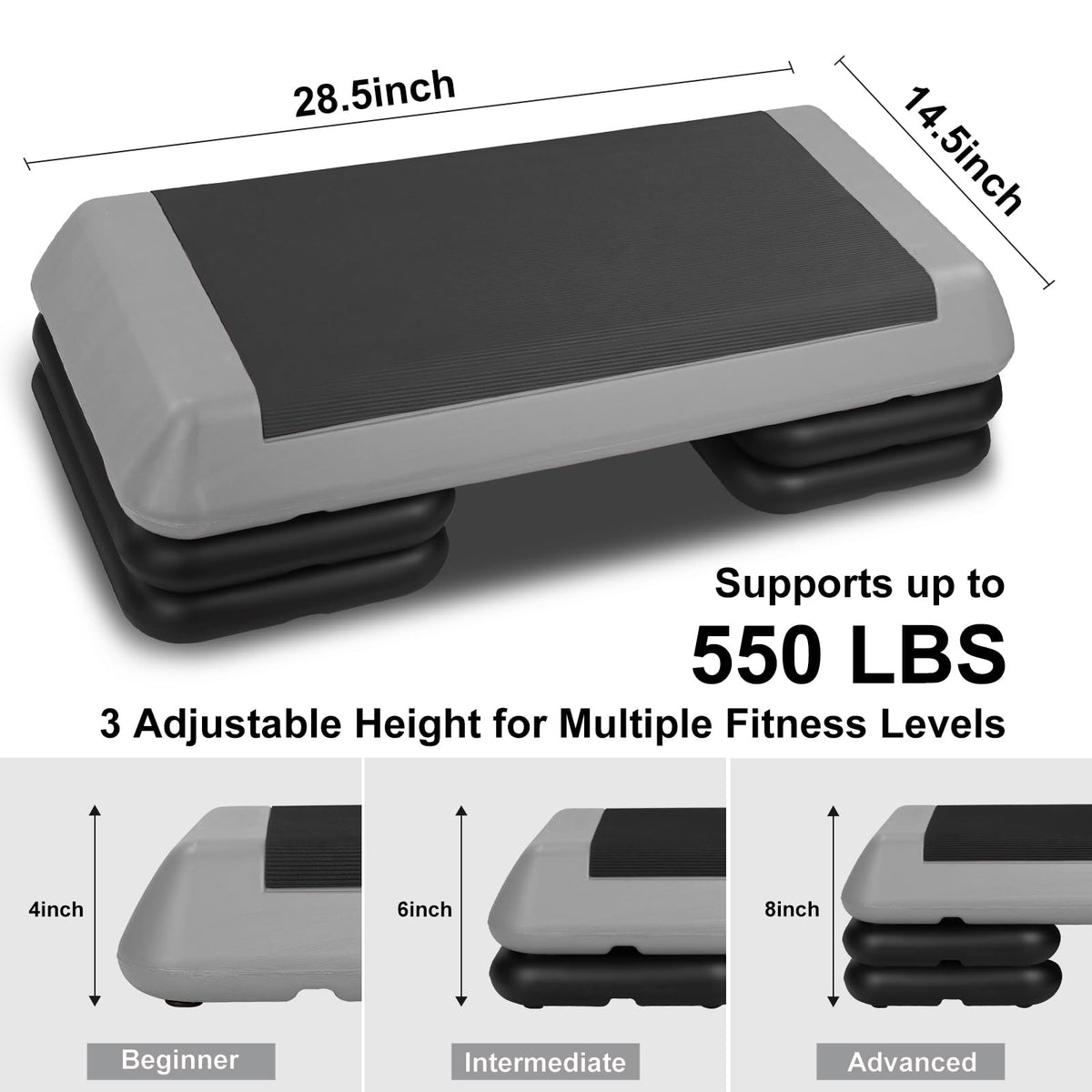 Adjustable Aerobic Stepper with 4 Risers S99694