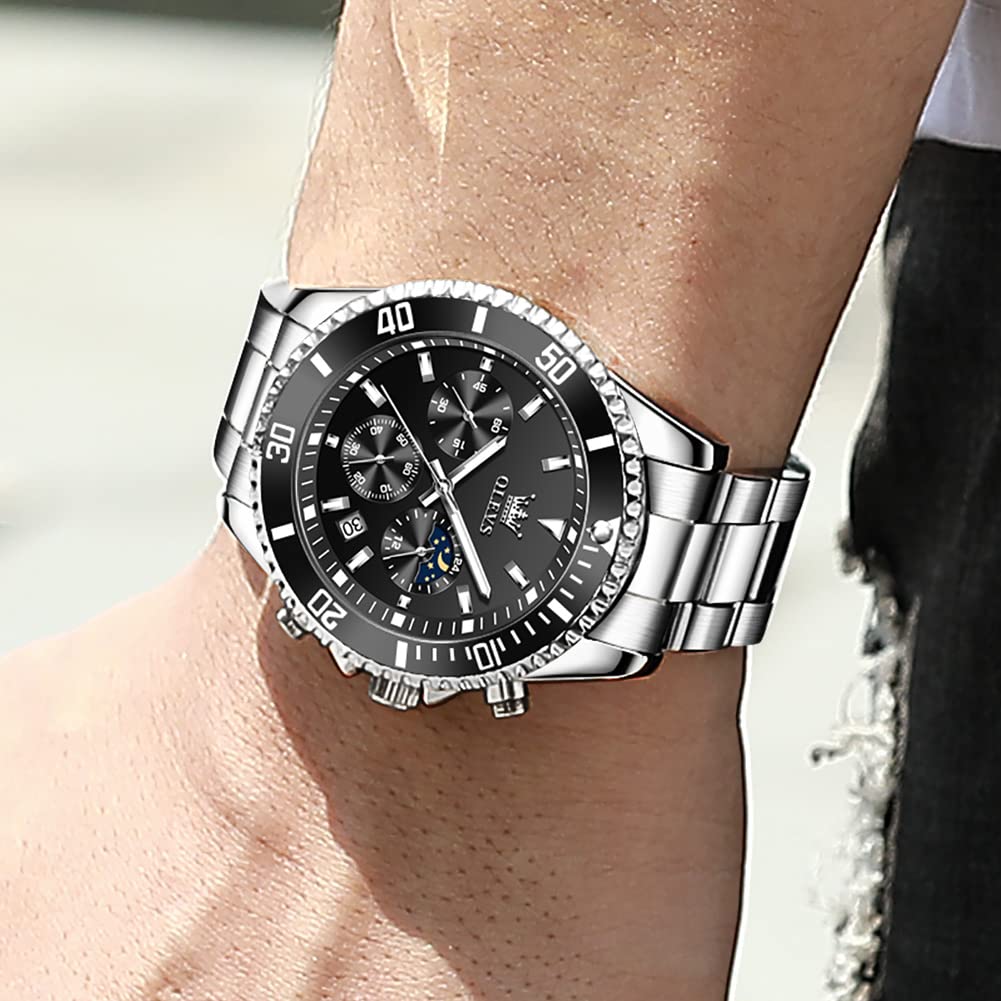 Stainless Steel Analog Quartz Chronograph Waterproof Luminous Watch J82777
