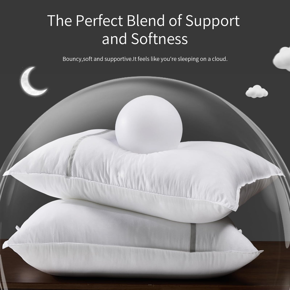 Queen Size Set of 2 Medium Firm Down Alternative Bed Pillows D802222