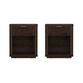 Brown Set of 2 Nightstands with Drawer and Open Shelf T282