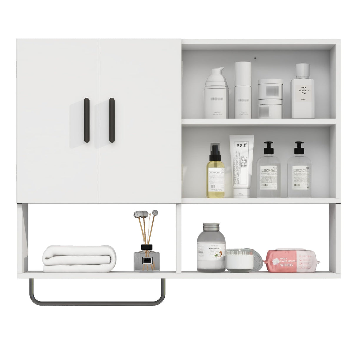 Bathroom Wall Cabinet with 2 Doors White H218