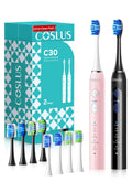 Electric Toothbrush 2PCS Black Pink F8038