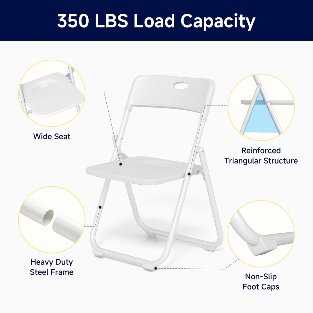 White Plastic Folding Chairs, 10 Pack E873