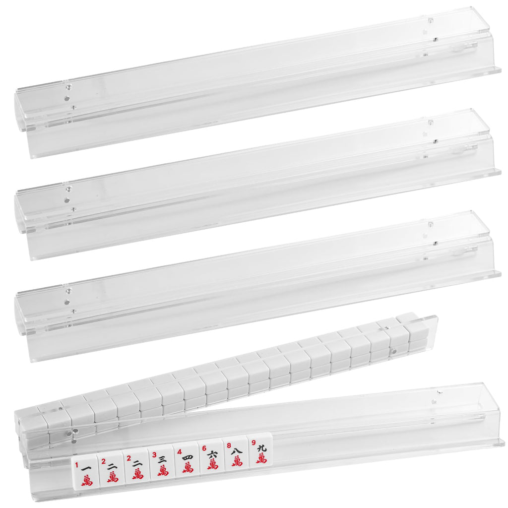Clear 20-Inch Acrylic Mahjong Racks with Magnetic Pushers, Set of 4 H998883