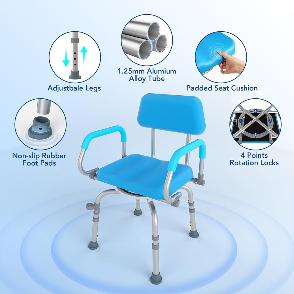 Swivel Shower Chair with Arms and Back O9781