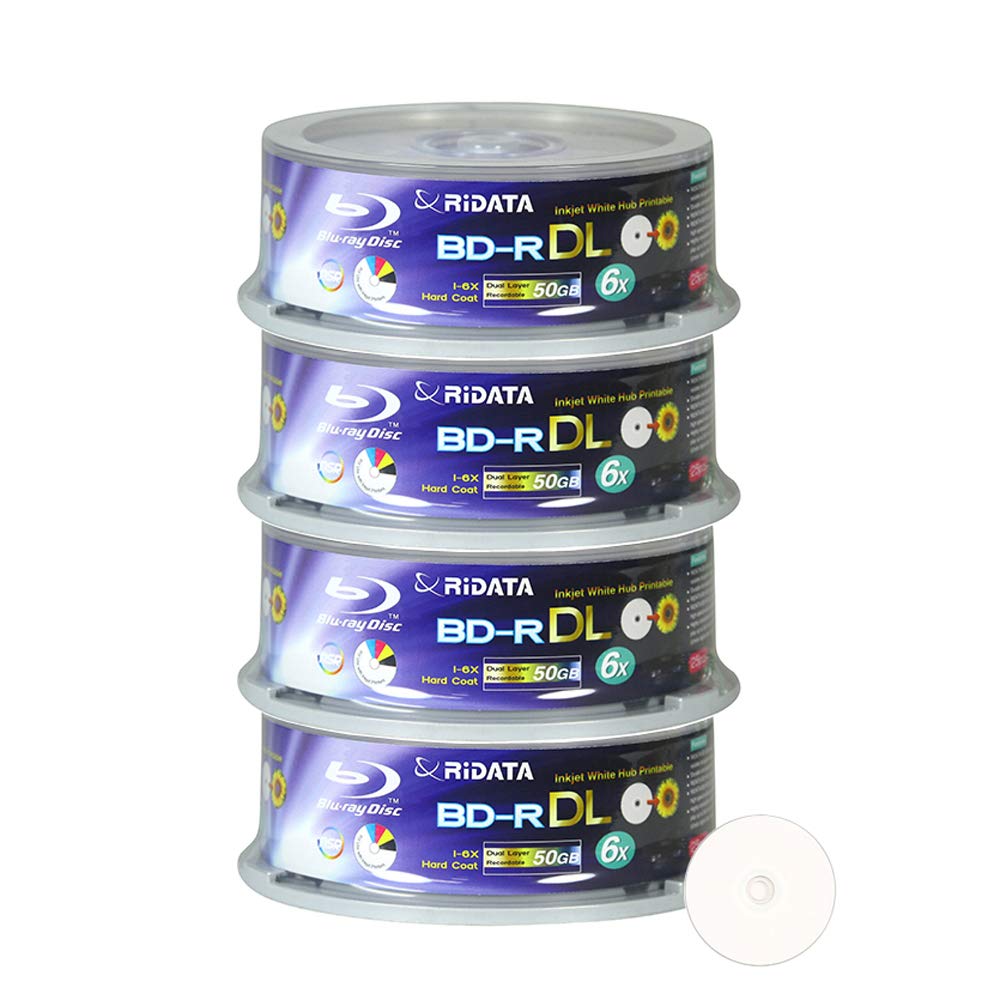 100 Pack BD-R DL Dual Layer 6X 50GB White Inkjet Printable Disc C47466