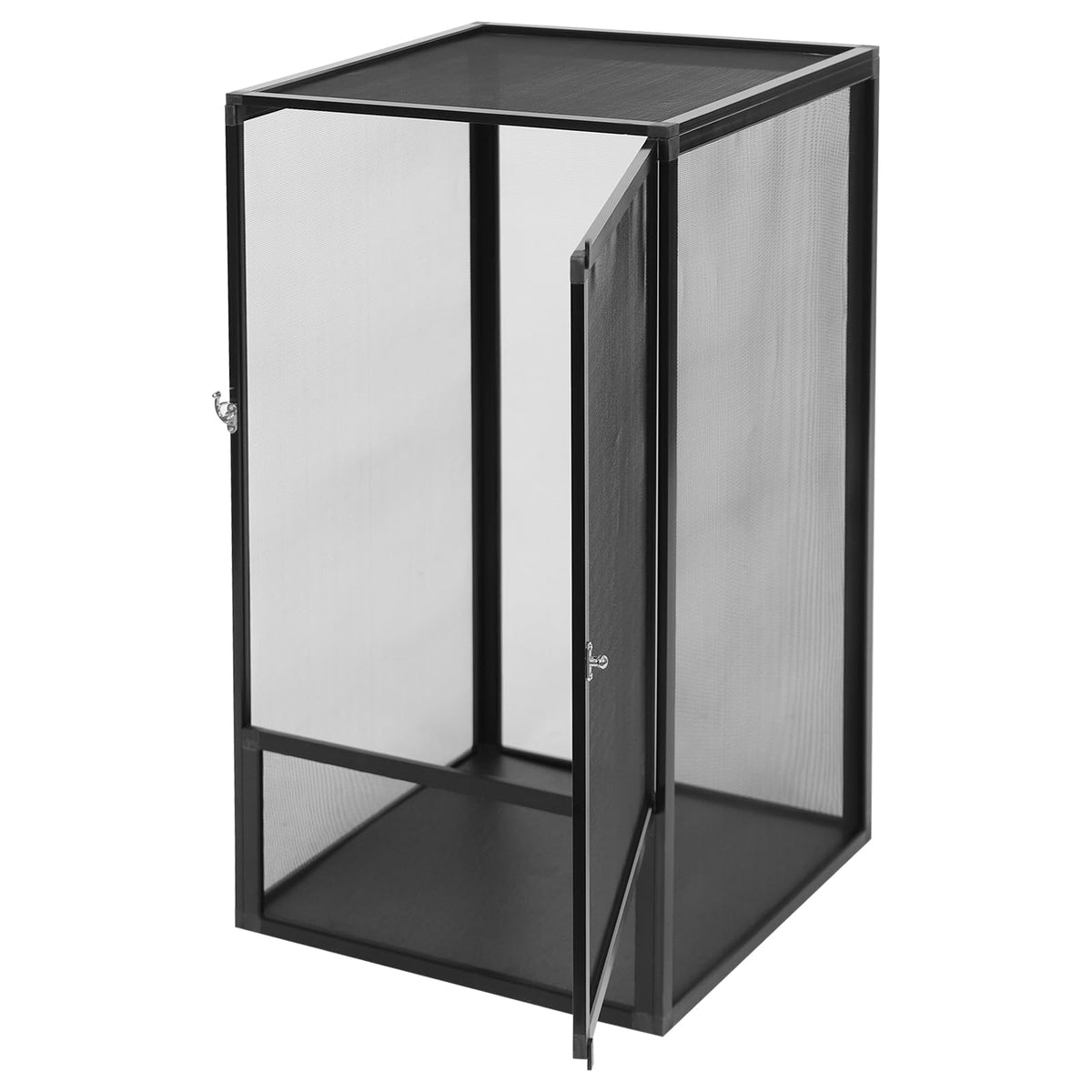 Black Large Aluminum Screen Reptile Terrarium Cage with Locking Latch X510065