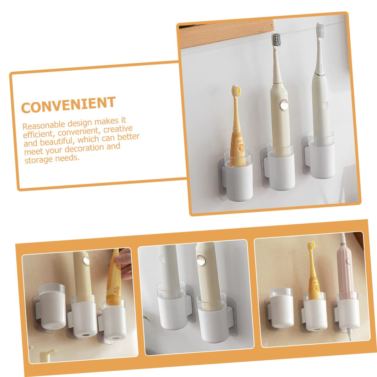 Wall Mounted Toothbrush Holder 2 Pack Plastic B8803