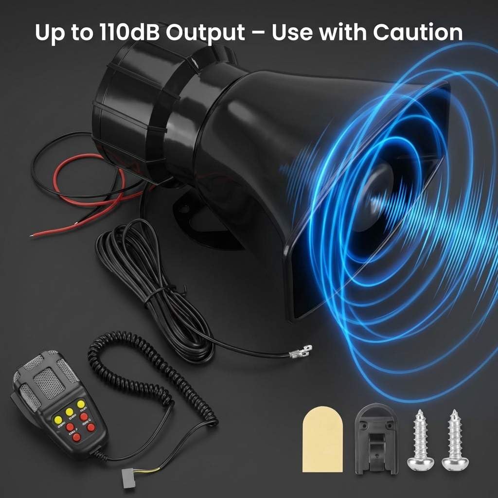 12V 100W 7-Sound Alarm Horn Siren Speaker L23770