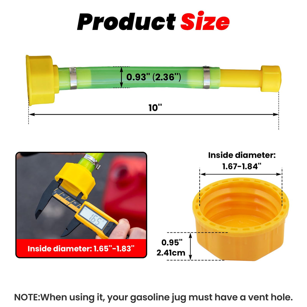 10'' Gas Can Spout Replacement Kit with Yellow Gas Caps Y914