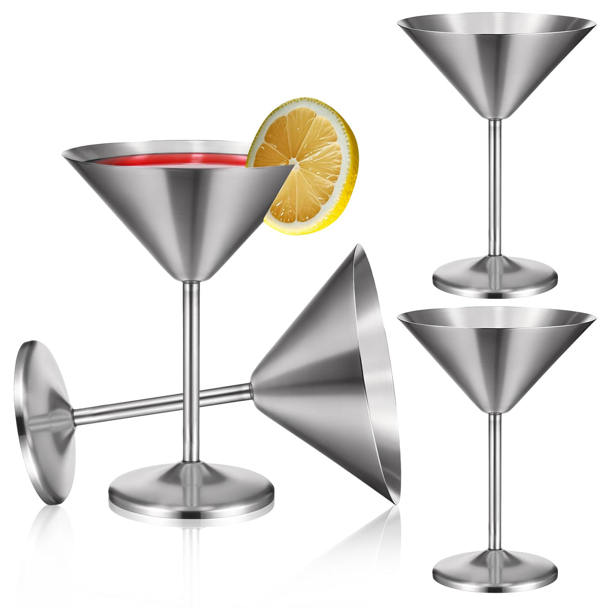 4-Pack Stainless Steel Martini Glasses 8.5oz D630