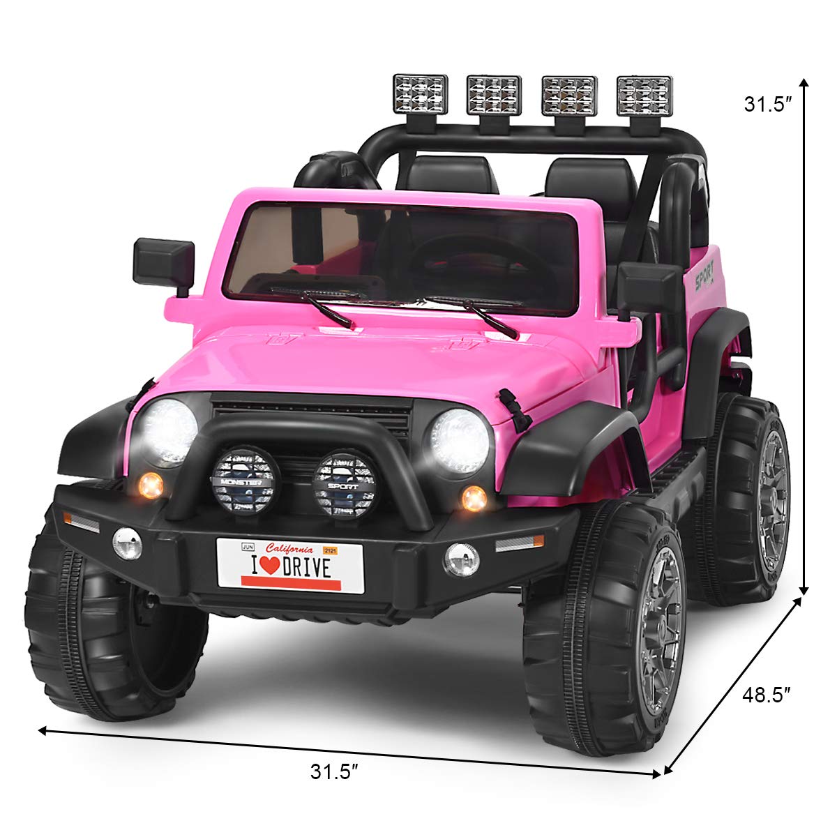 12V Battery Powered Ride on Truck with Remote Control, Pink F5330
