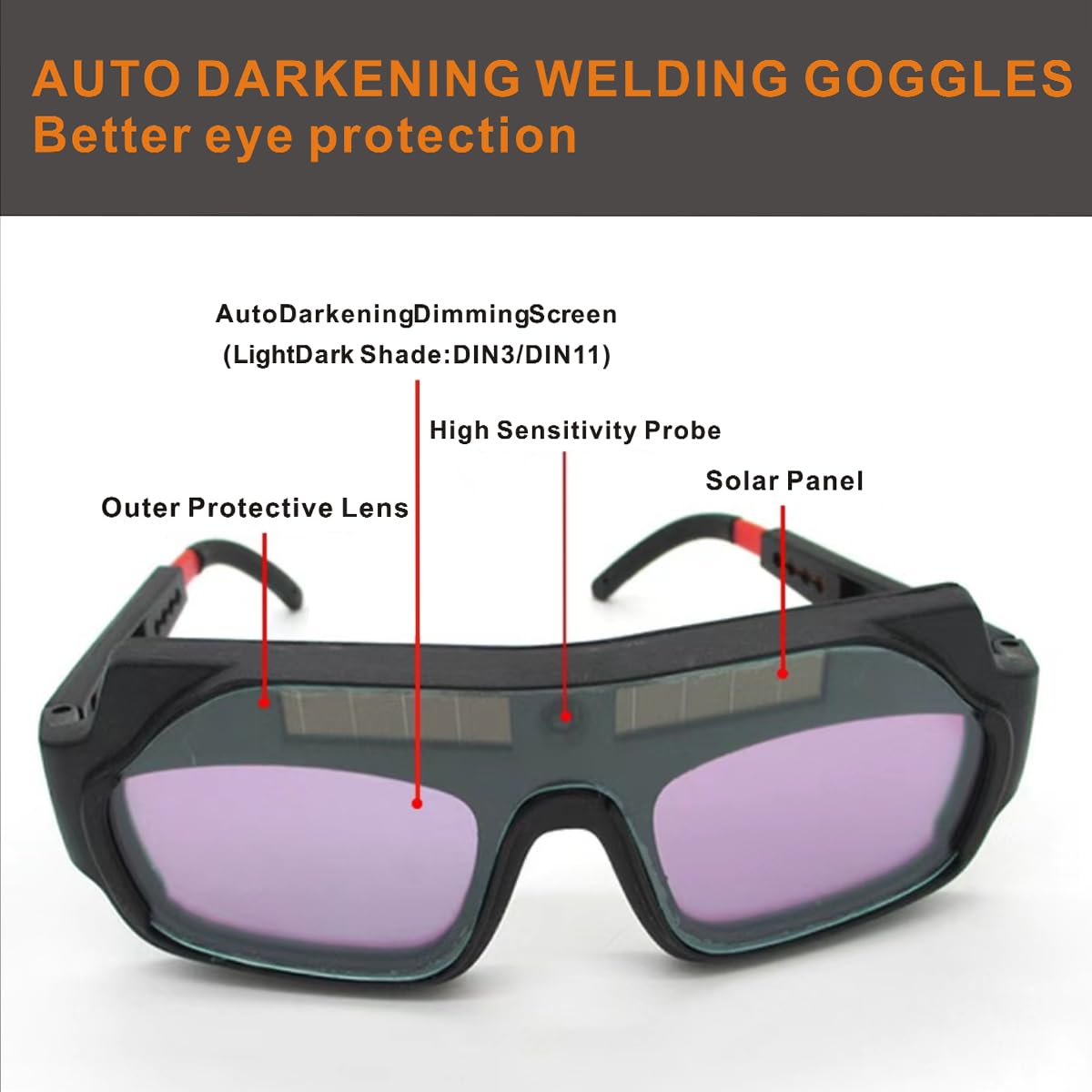 Auto Darkening Welding Glasses with Gloves and PC Lens M51674